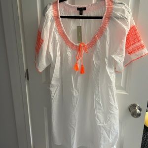 JCrew white beach swimsuit cover up Med NWT